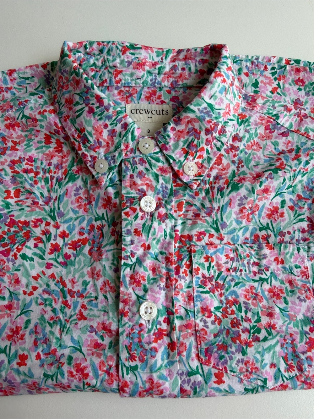 Crewcuts Floral Short-Sleeve Button-Down Shirt 3T